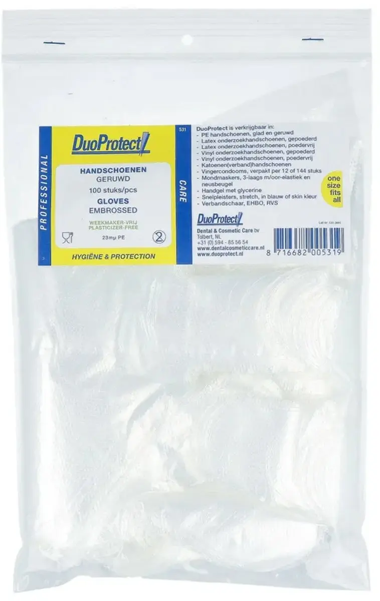 Duoprotect Wegwerphandschoenen Transparant - 100 Stuks