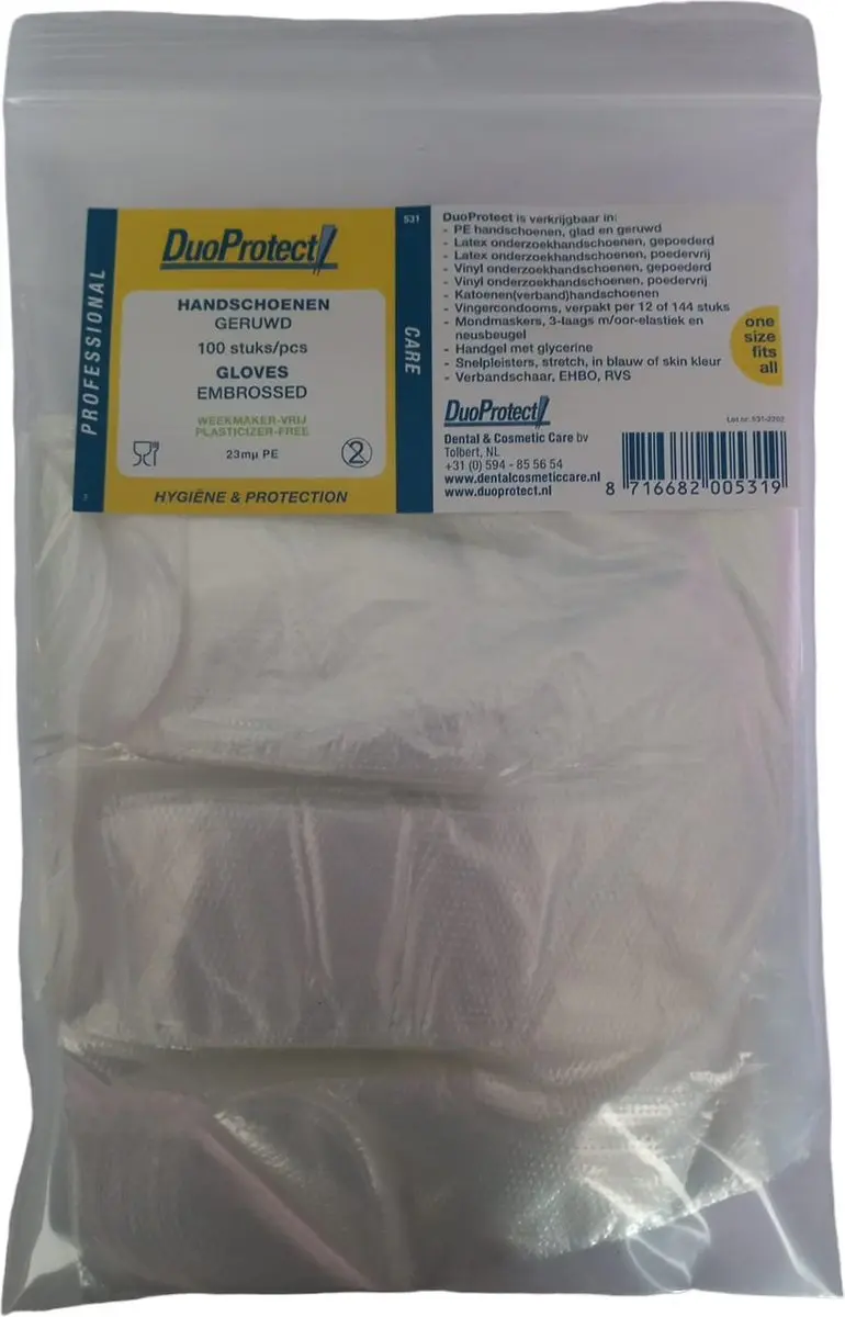 Duoprotect Wegwerphandschoenen Transparant - 100 Stuks