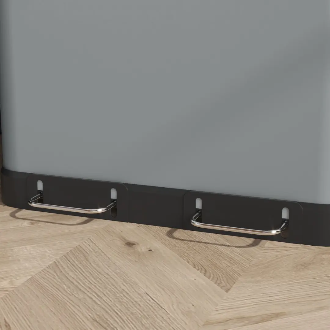 Homcom Metall Müllbak 2 Vakken 60L - Grijs