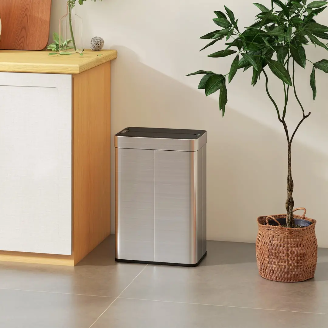 Homcom Sensor Prullenbak 55L - 41x26,5x59cm Zilver