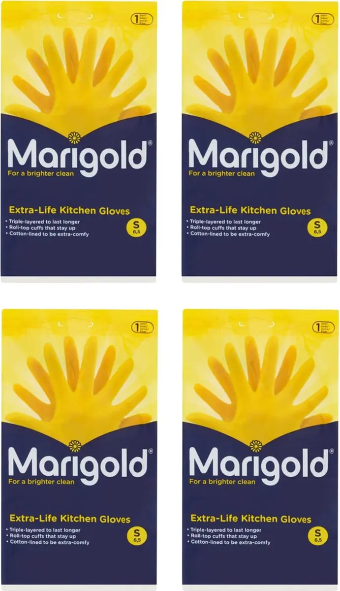 Marigold Extra Life Huishandschoenen Geel - Maat S - 4 Stuks