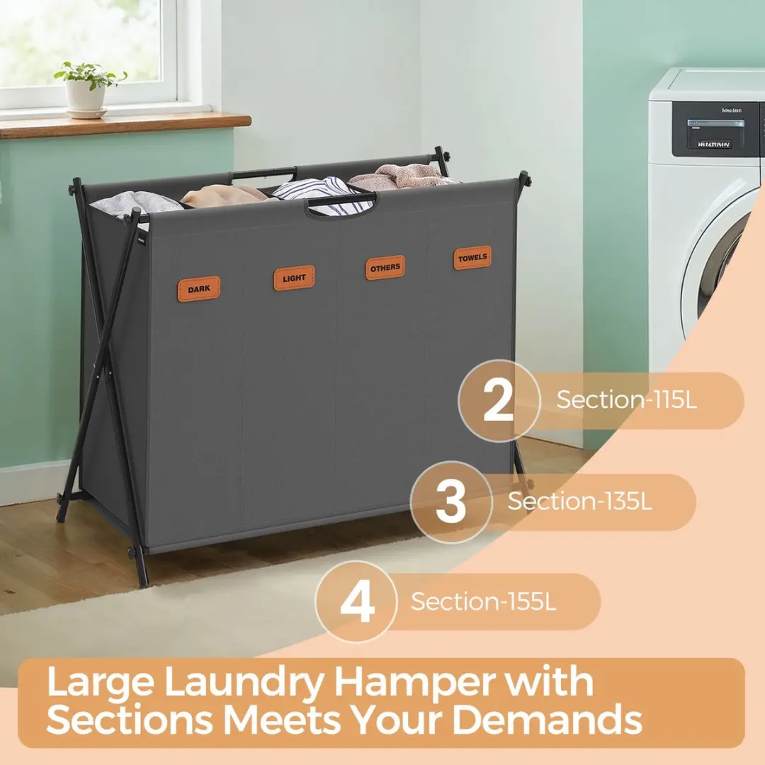 Songmics Opvouwbare Wasmand 155L - Grijs