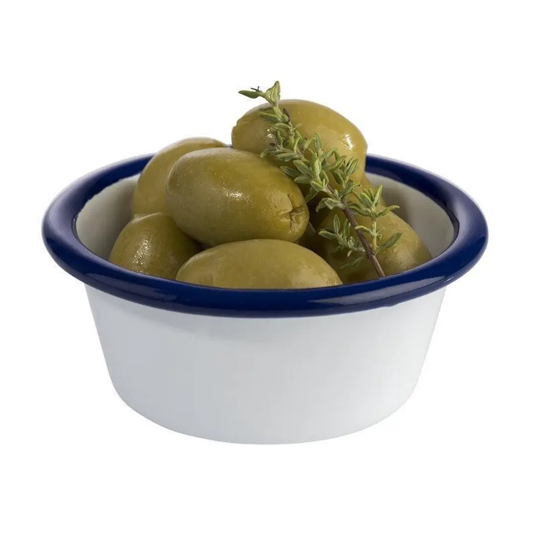 APS Emaille Schaal ø8cm - Wit/Blauw - Set van 4