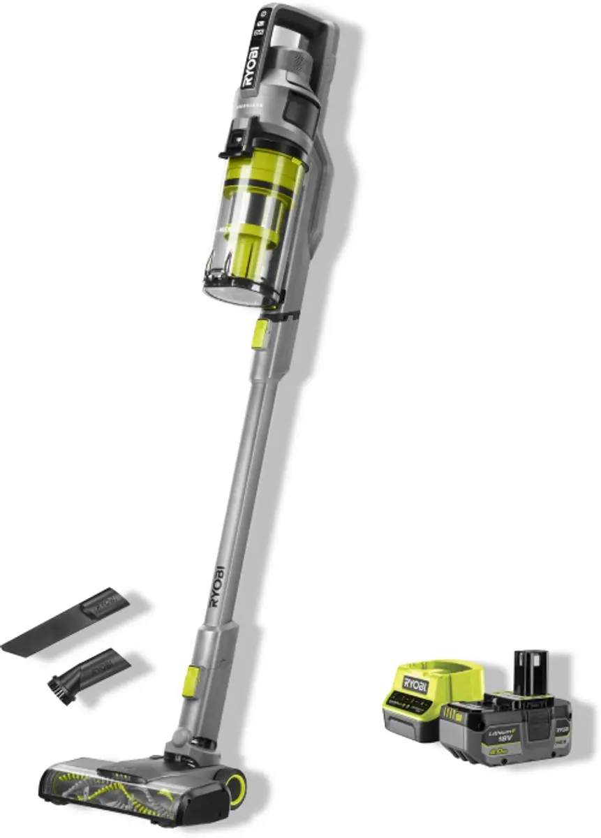 Ryobi ONE Brushless Stofzuiger - 4.0Ah - Grijs/Groen