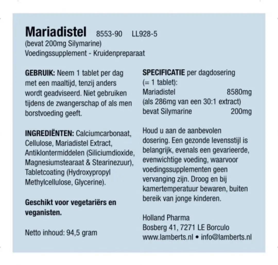 Lamberts Mariadistel 200mg Silymarin 90 Tabletten