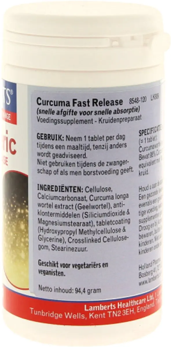 Lamberts Curcuma Fast Release 120 Tabletten - 120mg
