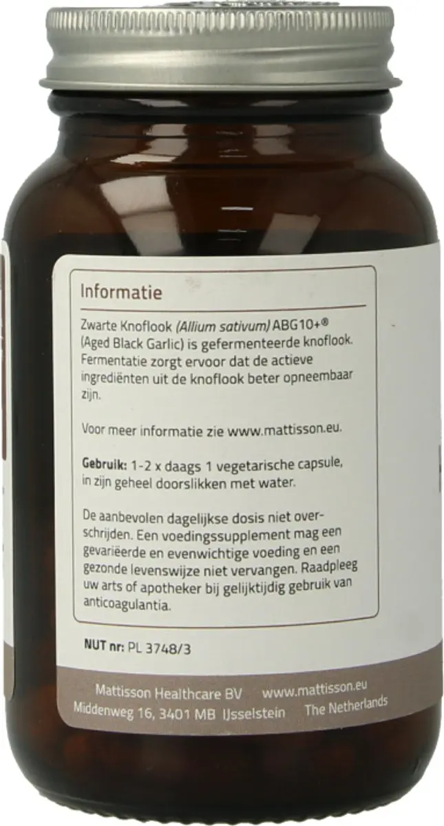 Mattisson Zwarte Knoflook Capsules ABG10+ 250mg - 60 Stuks
