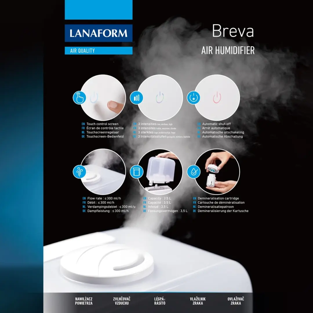 Lanaform Breva Luchtbevochtiger LA120123 - 30W - 30m² - Wit