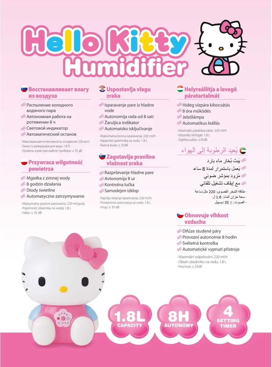 Lanaform Hello Kitty Luchtbevochtiger LA120116 - Roze