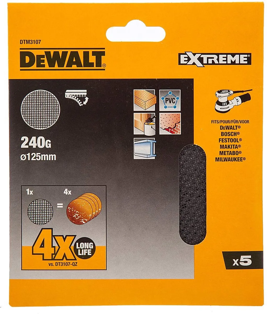 DeWalt DTM3107 Mesh Schuurgaas 125mm - K240 - 5 Stuks