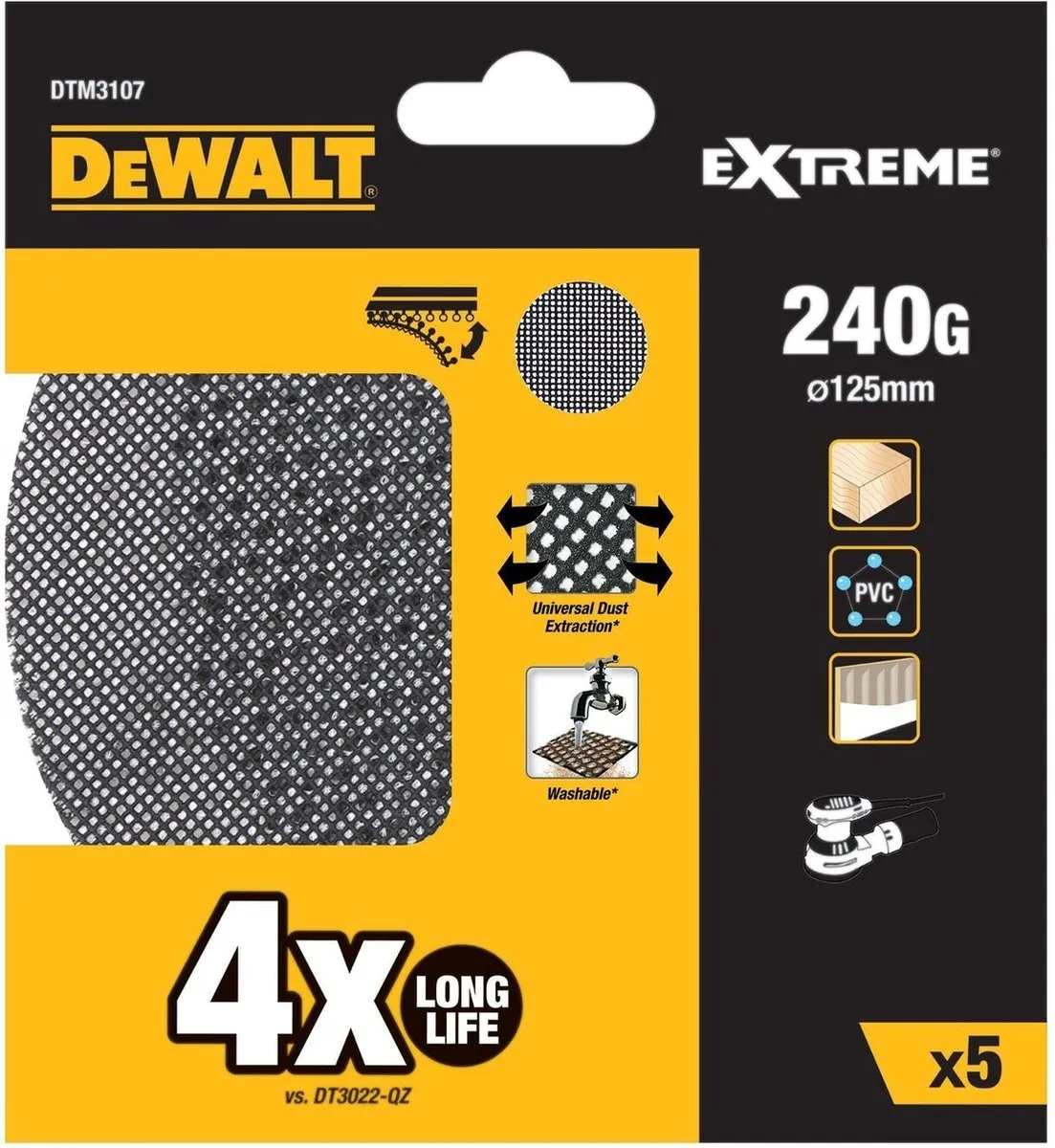 DeWalt DTM3107 Mesh Schuurgaas 125mm - K240 - 5 Stuks