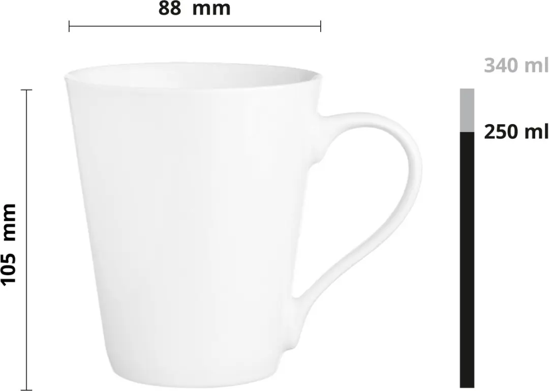 Maja Porseleinen Mokkenset 6 Stuks 250ml - Wit