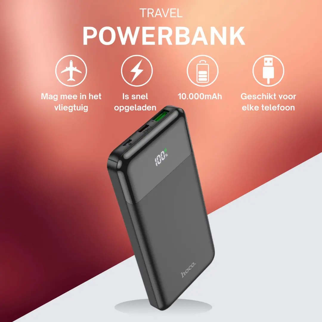 Hoco J102B Powerbank 10.000mAh - 20W PD - Zwart