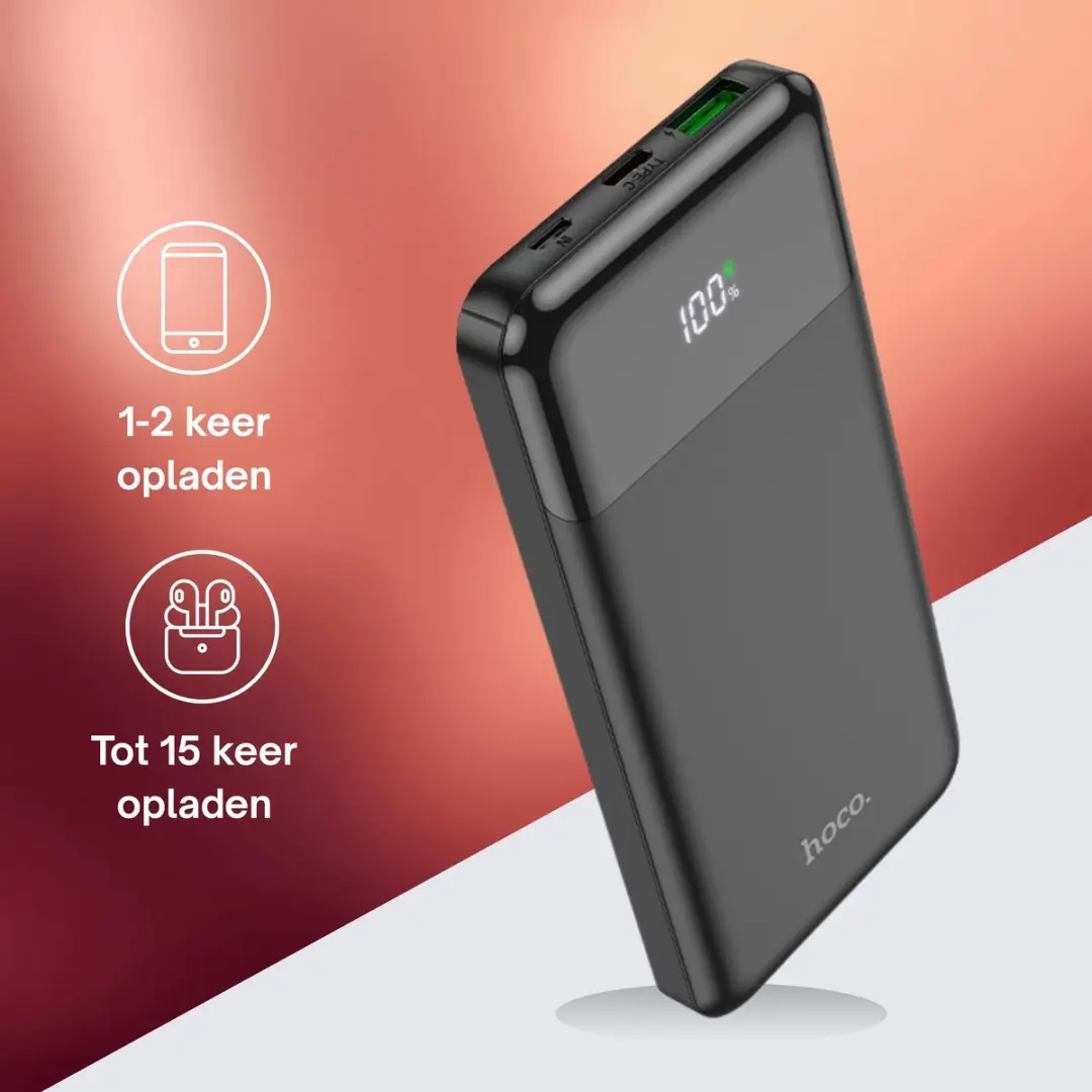 Hoco J102B Powerbank 10.000mAh - 20W PD - Zwart