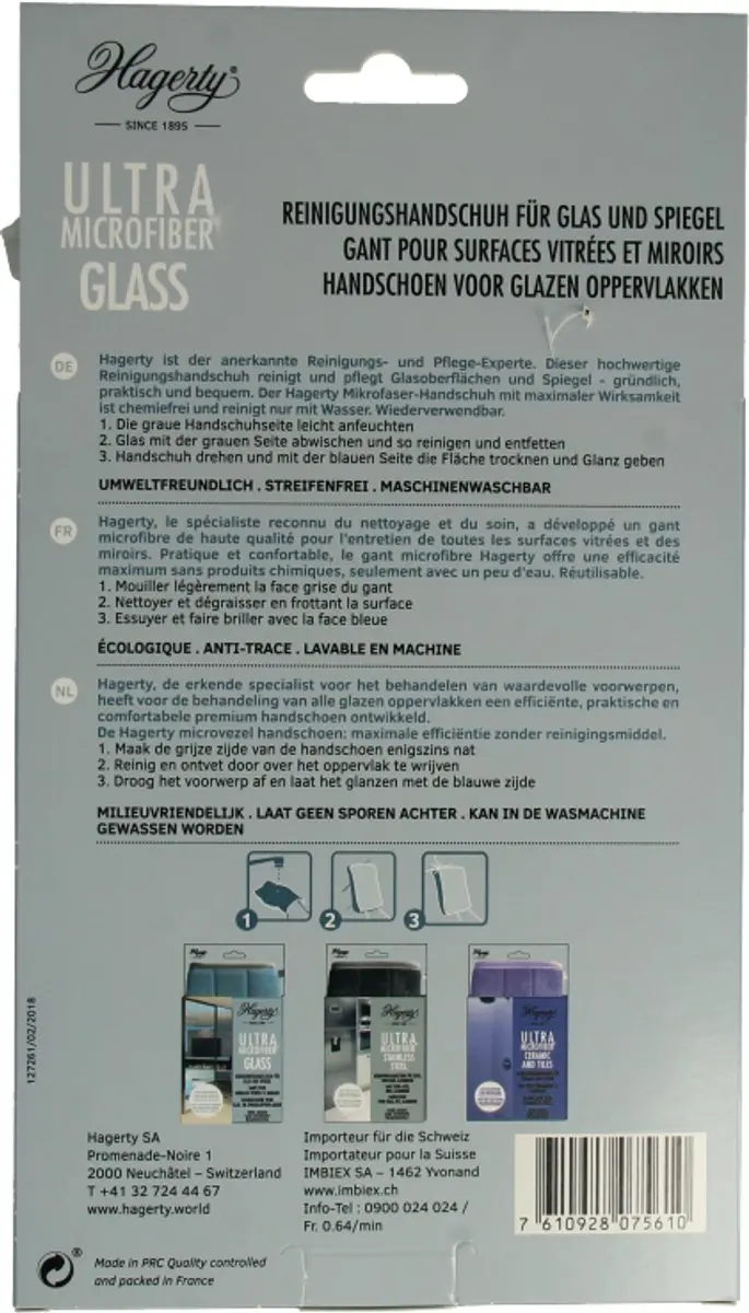 Hagerty Microfiber Handschoen Glas Grijs/Blauw