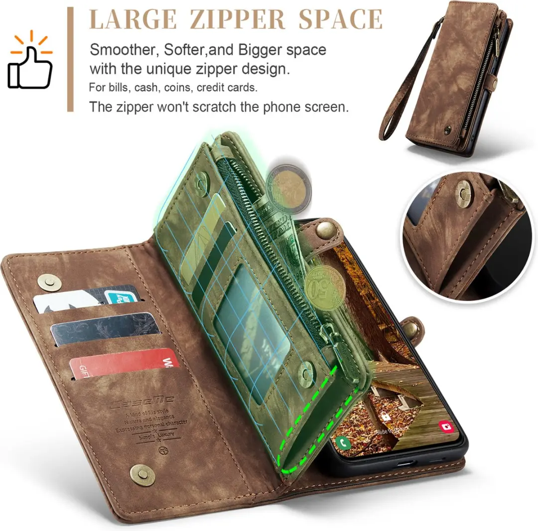 Caseme Bookcase Hoesje Samsung Galaxy S23 - Bruin Leer - 11 Vakjes - afbeelding 6 van 6