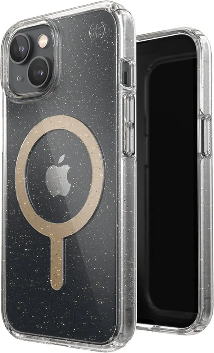 Speck Presidio Perfect Clear Glitter iPhone 14 Hoes - Goud/Transparant