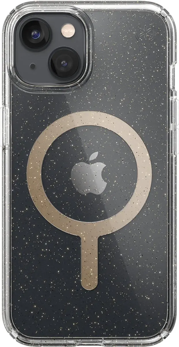 Speck Presidio Perfect Clear Glitter iPhone 14 Hoes - Goud/Transparant