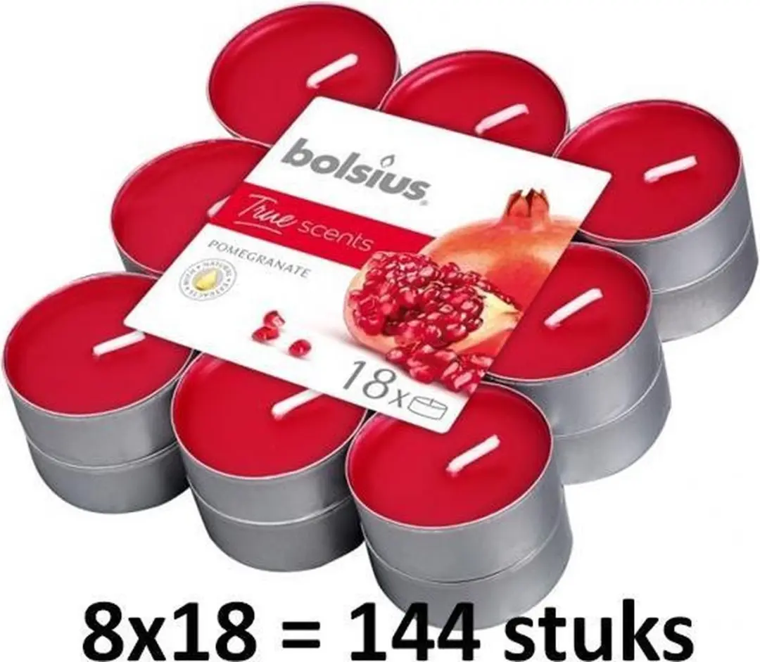 Bolsius Granaatappel Geurtheelichtjes 144 Stuks