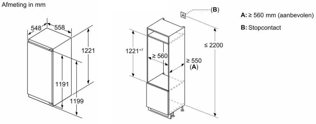 Neff KI1411SE0 Inbouw Koelkast 204L - 1 Zone