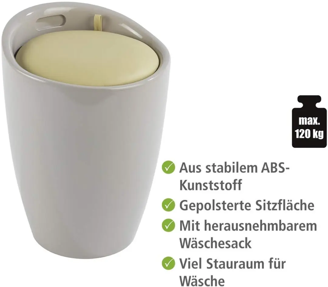 Wenko Zitje met uitneembare waszak 20L - Taupe