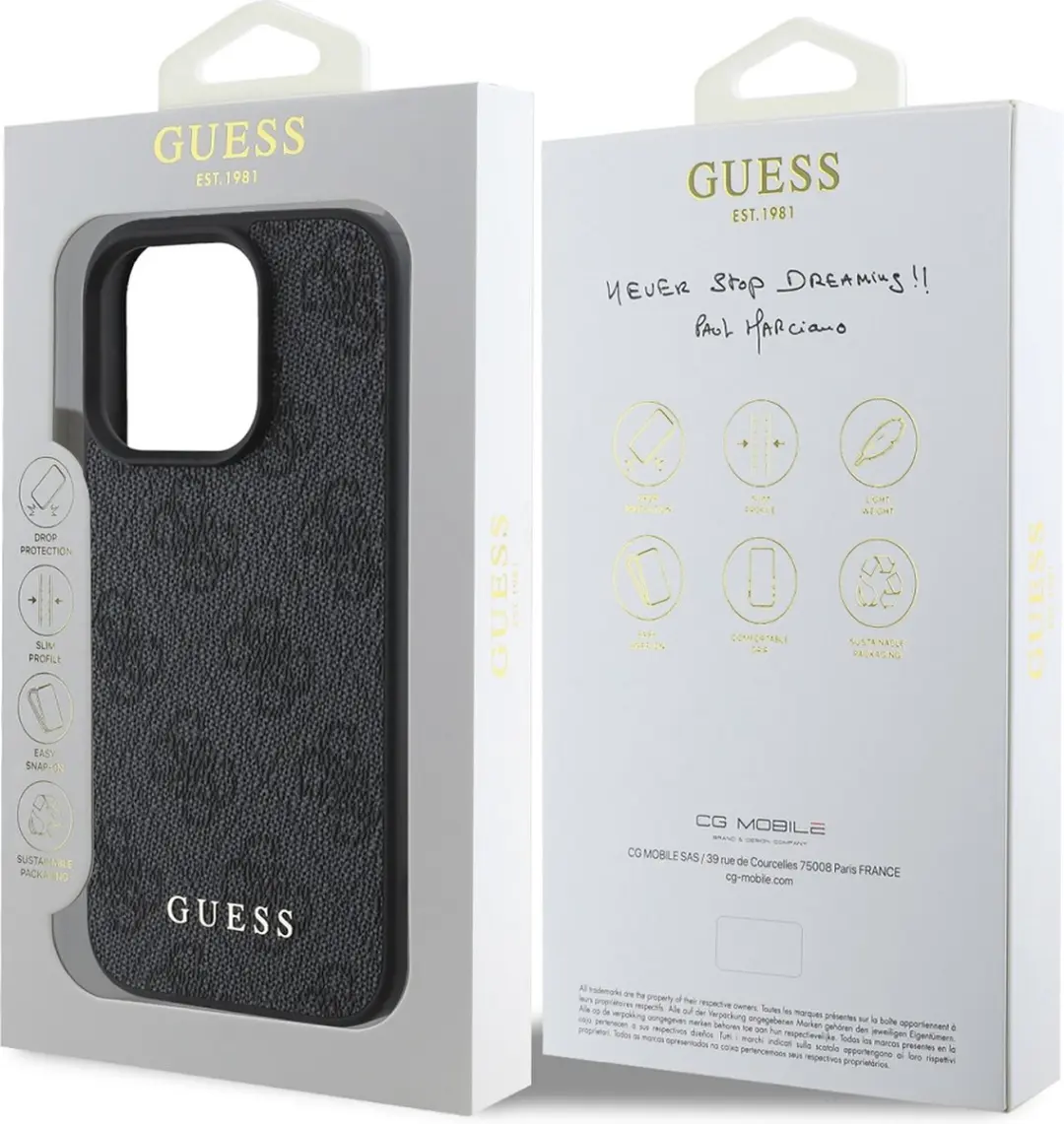 GUESS Hoesje iPhone 16 Pro Max GUHCP16XGF4GCK - Grijs