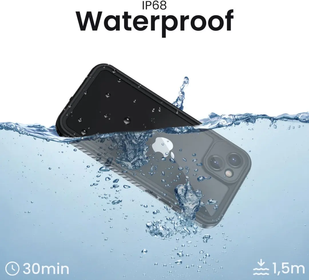 Selected SBG Outdoor iPhone 12 Hoesje Waterdicht - IP68 - Transparant/Zwart