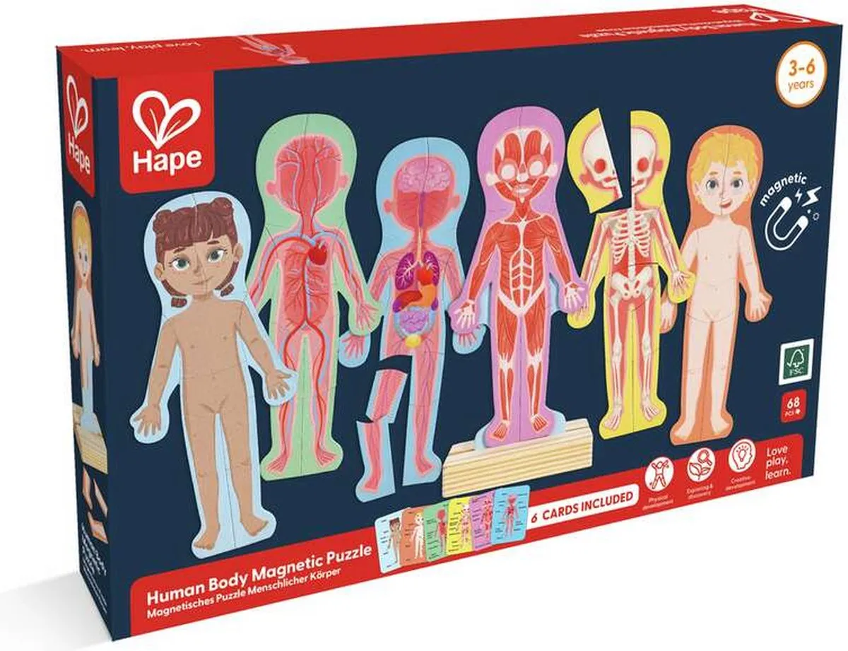 Hape Menselijk Lichaam Magnetische Puzzel 60 Stuks - Multicolor