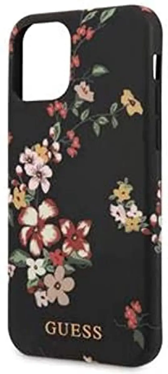 Guess Shiny Flower Back Case S212-2 - iPhone 11 Pro Max - Zwart