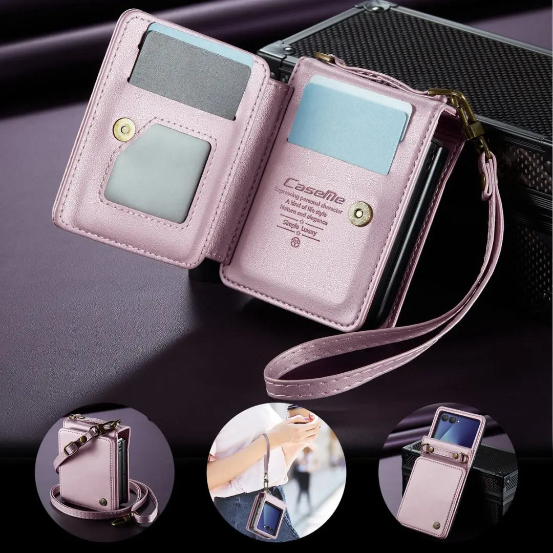 Caseme Samsung Galaxy Z Flip 7 PU Hoesje - Lichtroze