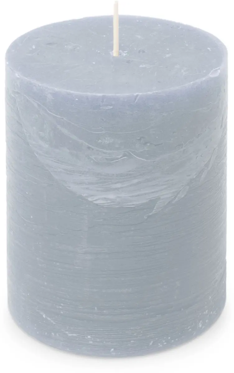 Spaas Rustieke Pillarkaars Lichtblauw - 6 Stuks