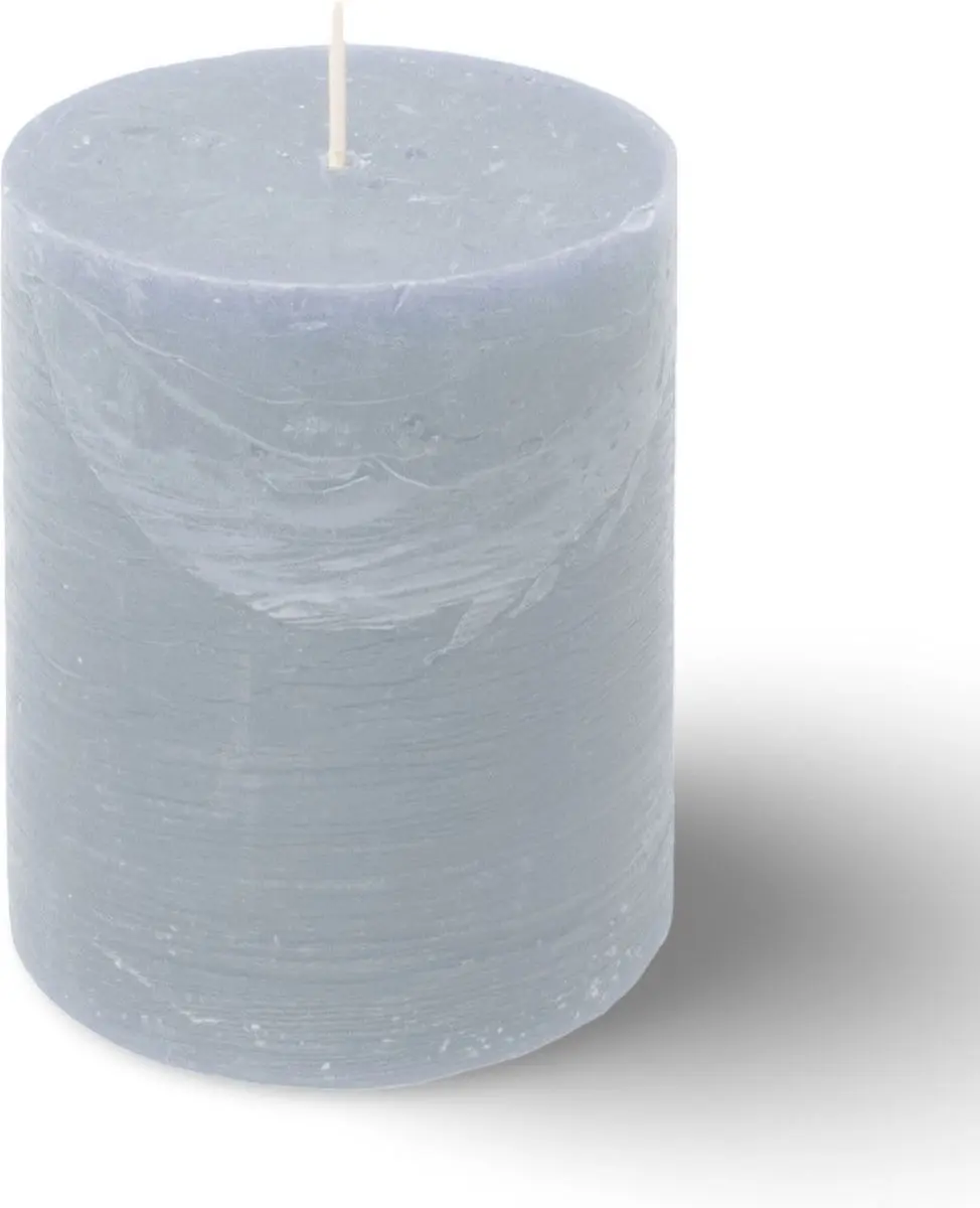 Spaas Rustieke Pillarkaars Lichtblauw - 6 Stuks