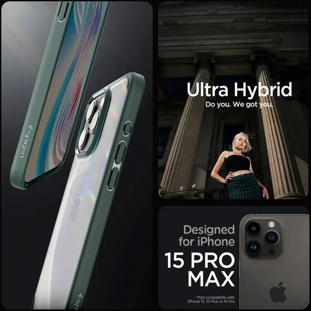 Spigen Ultra Hybrid ACS06574 iPhone 15 Pro Max Hoesje - Groen