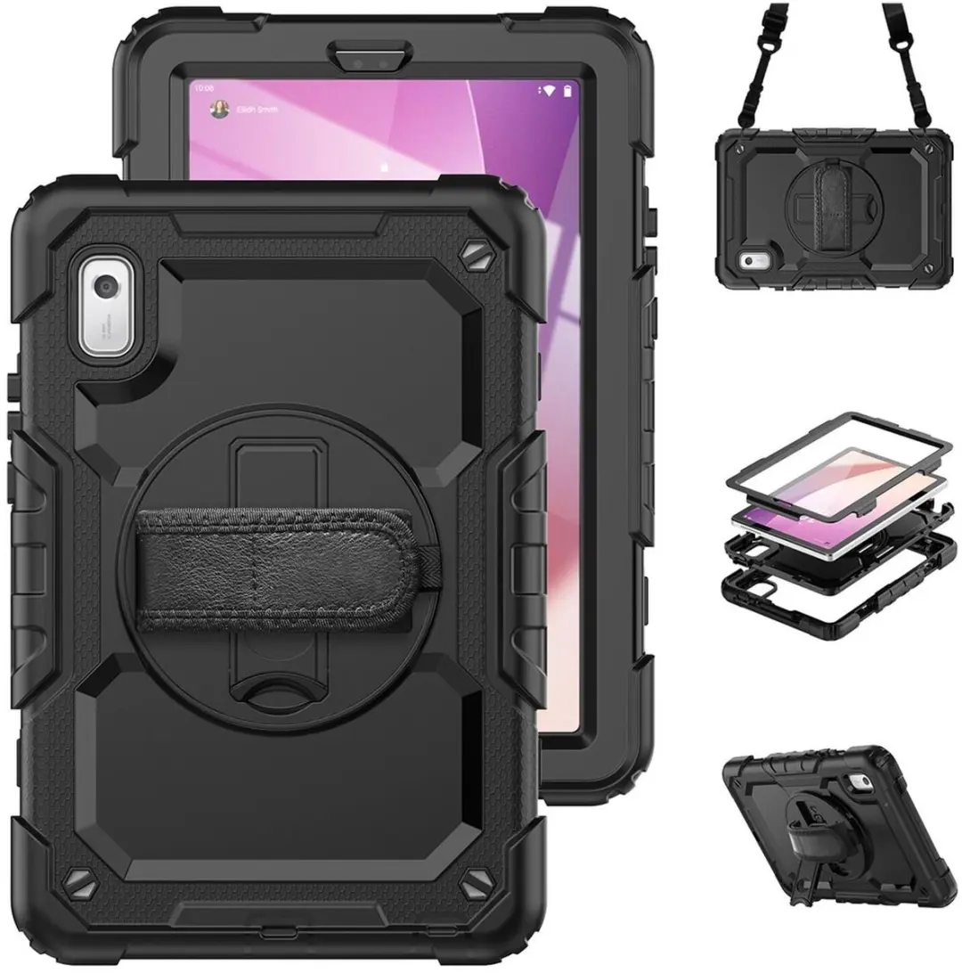 Selected Hoes Lenovo Tab One - Zwart - met Screenprotector & 360° Riemen