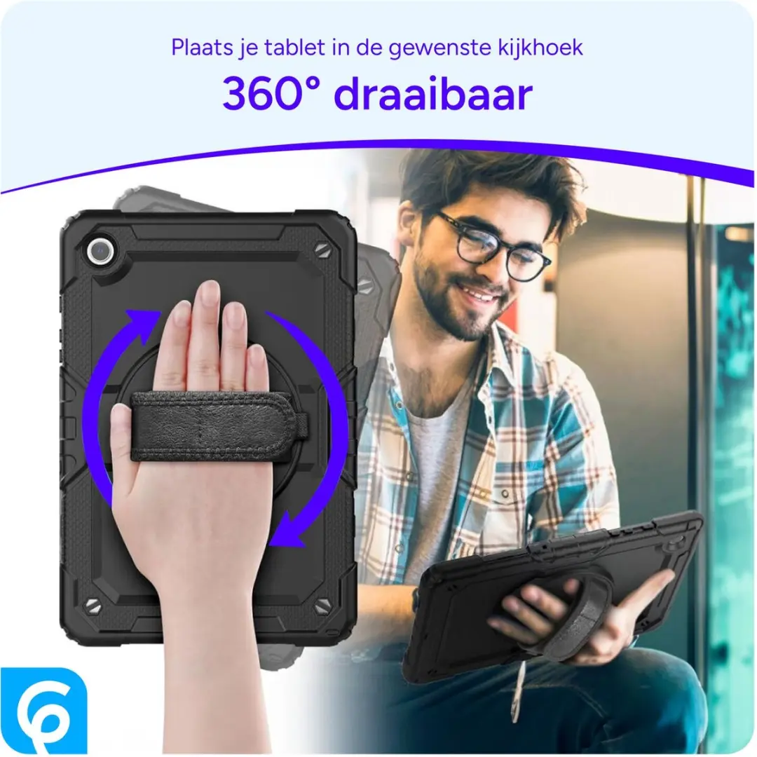 Selected Hoes Lenovo Tab One - Zwart - met Screenprotector & 360° Riemen