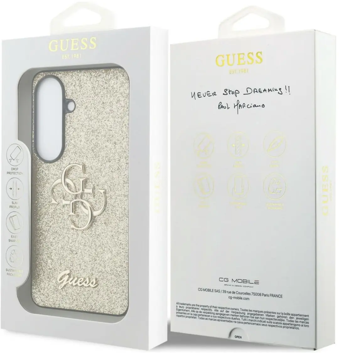 Guess Hoesje Galaxy S26 Glitter - 4G Metaal Logo - Transparent