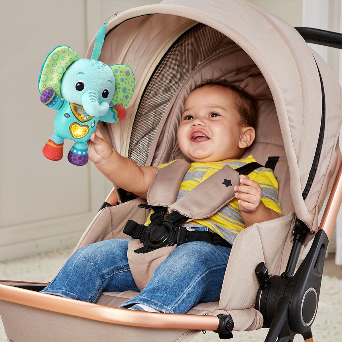 VTech muzikale knuffel olifant baby speelgoed met licht en geluid.