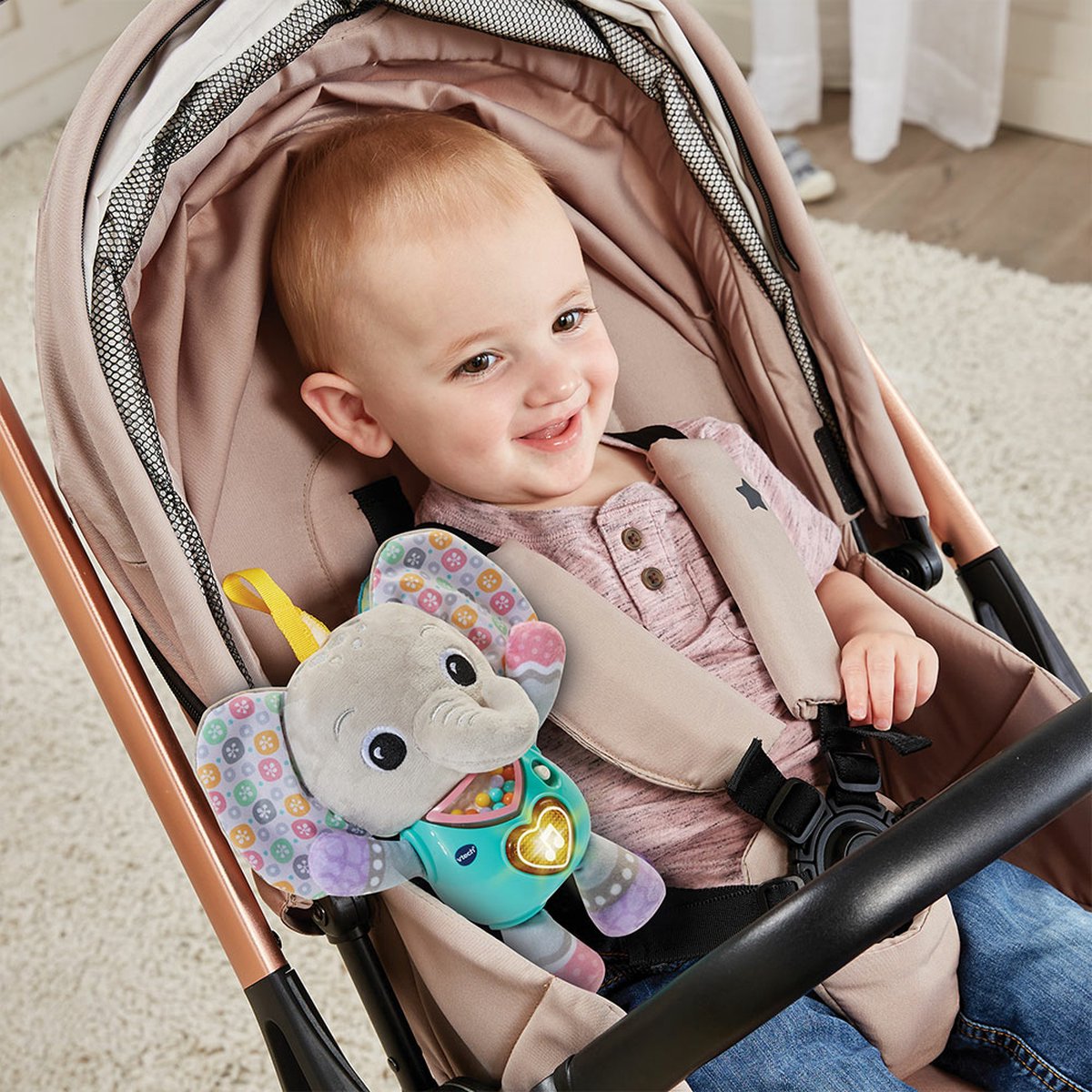 VTech muzikale knuffel olifant baby speelgoed met licht en geluid.