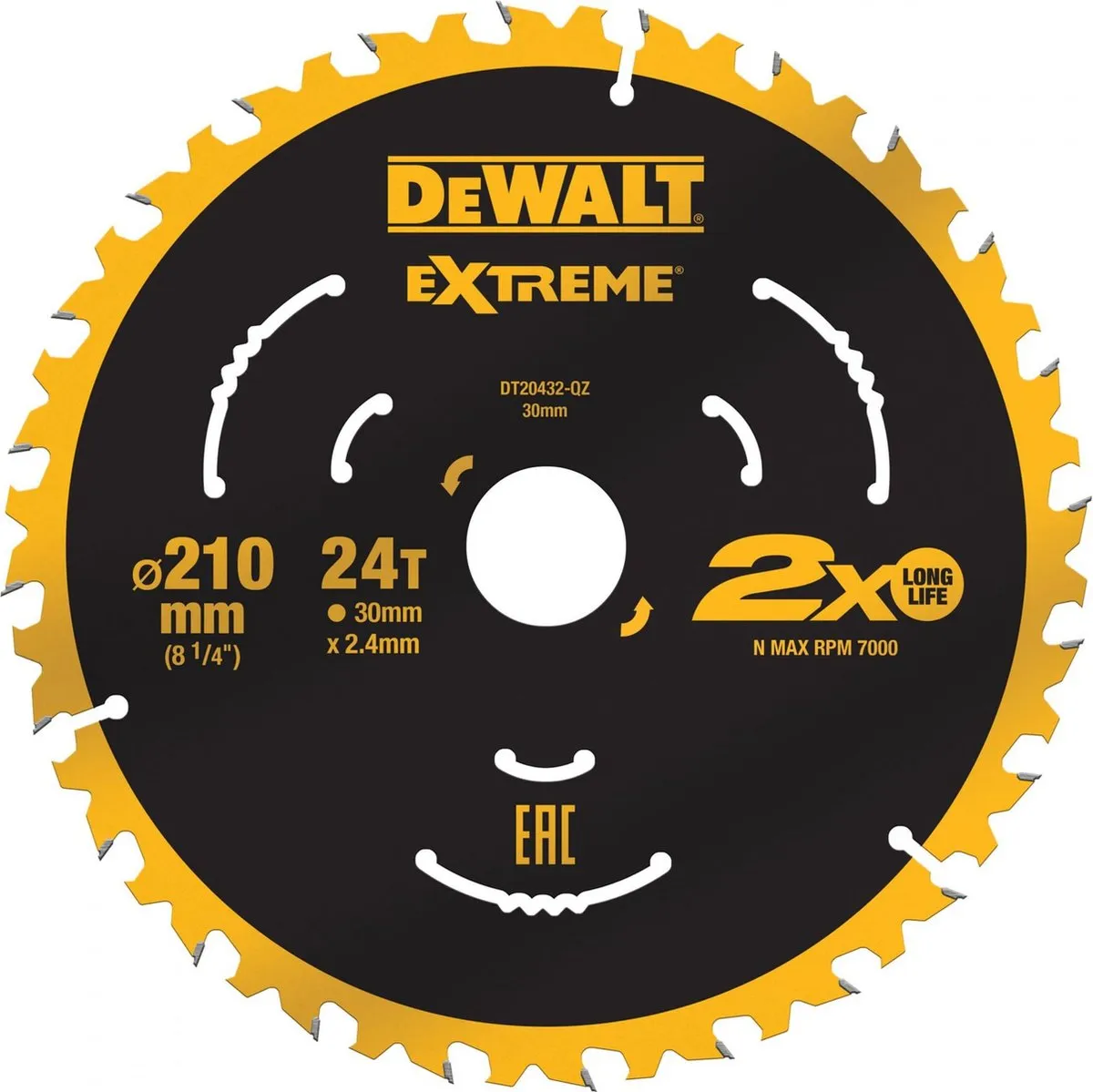 DeWalt DT20432-QZ Cirkelzaagblad 210mm 24 Tanden