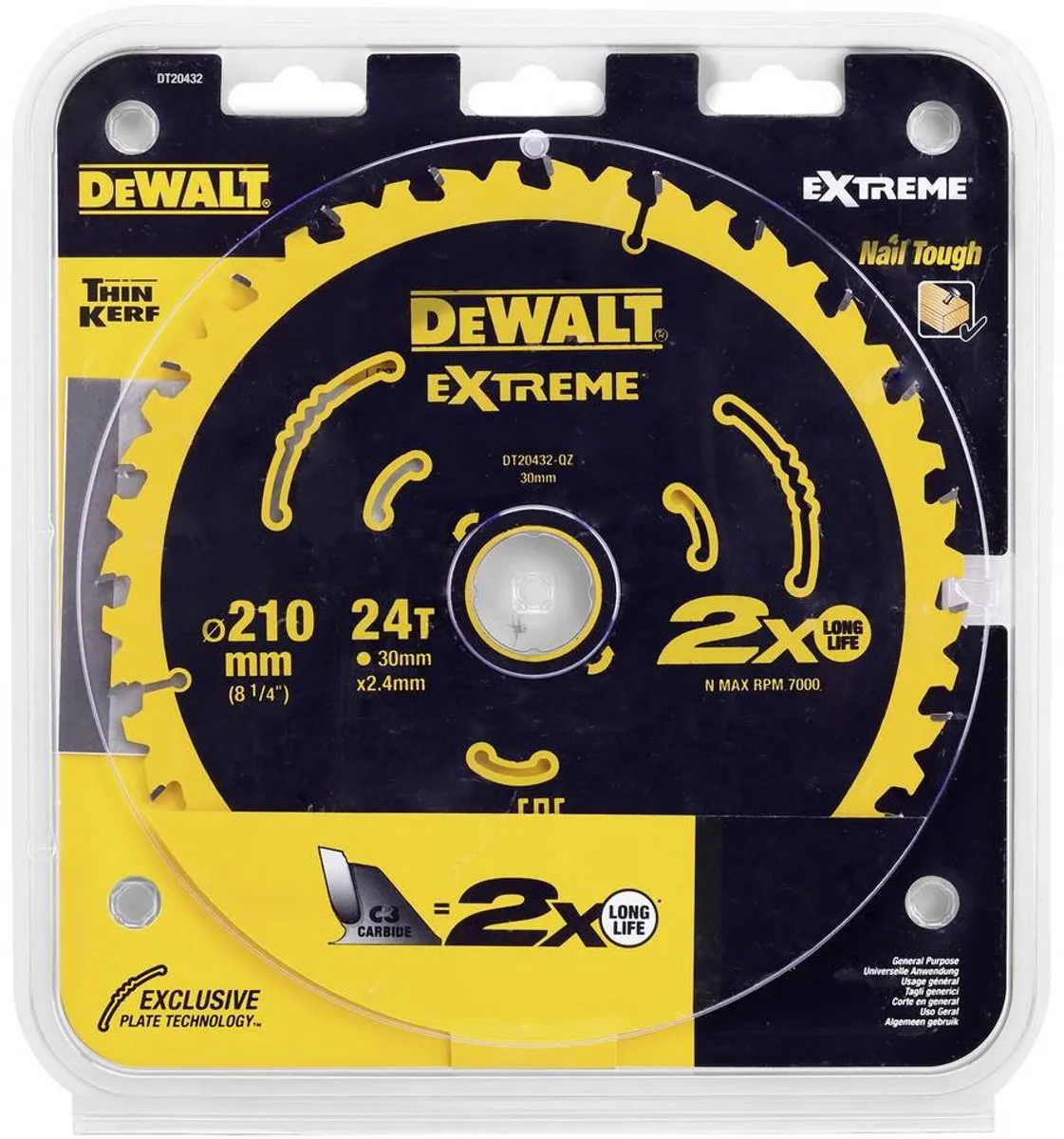 DeWalt DT20432-QZ Cirkelzaagblad 210mm 24 Tanden