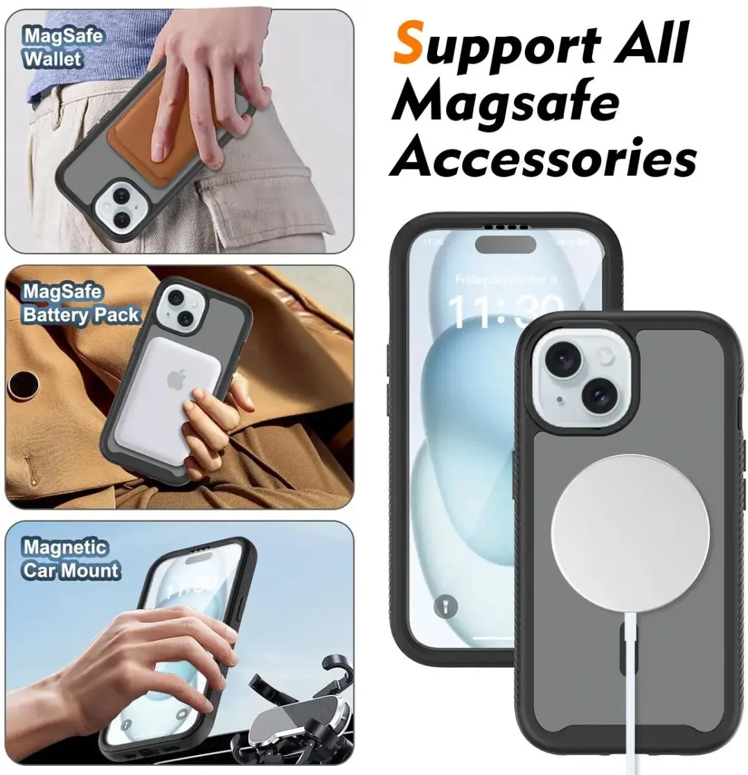Selected by GSMpunt.nl iPhone 15 Hoesje Matte Zwart - MagSafe