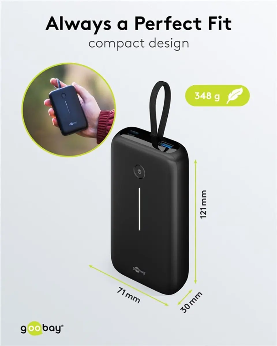 Goobay Powerbank 20000mAh 2x USB-C PD 20W + USB-A QC - Zwart