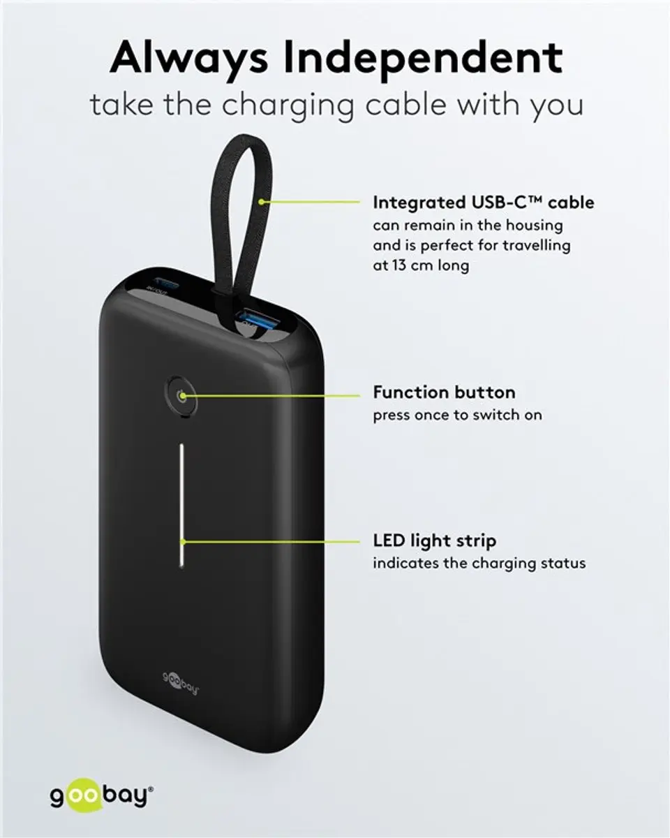 Goobay Powerbank 20000mAh 2x USB-C PD 20W + USB-A QC - Zwart