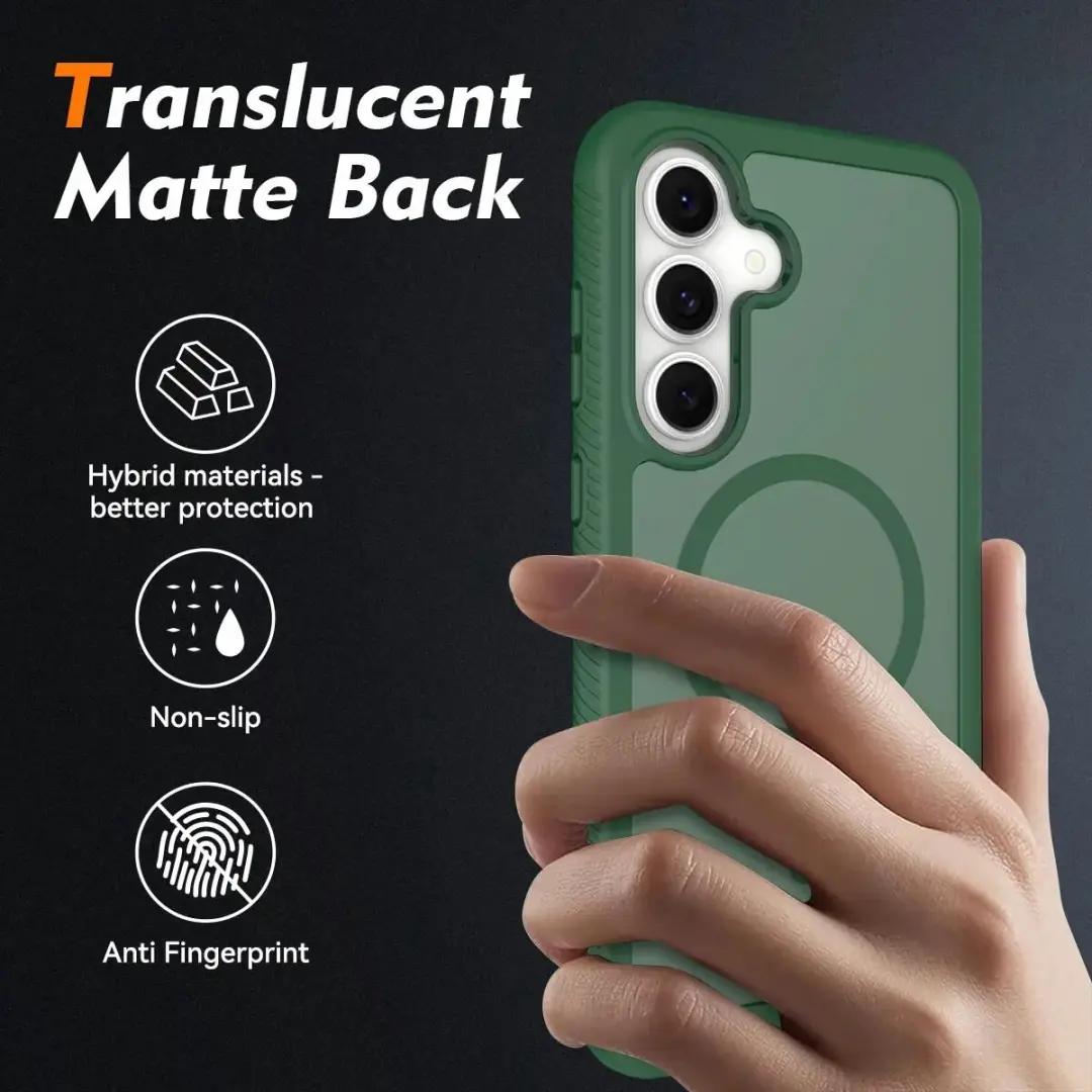 Selected Hoesje Samsung Galaxy S25 FE - Ingebouwde Screenprotector - Matte Groen