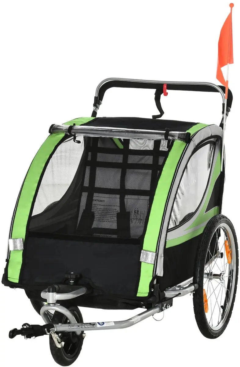 ECTEATOY 2-in-1 Kinderfietskar & Wandelwagen Groen