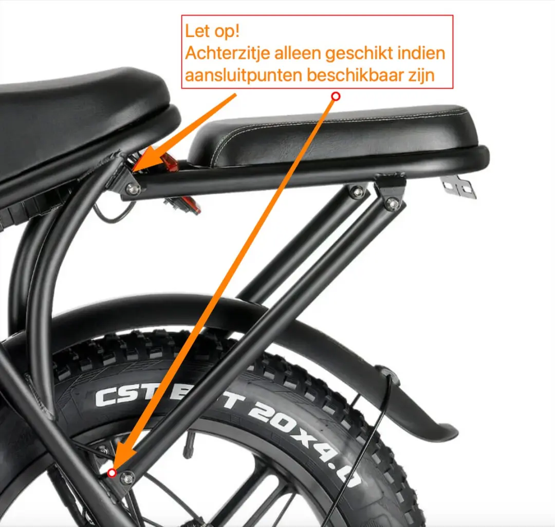OUXI V8 Crossboss Fatbike Achterzitje - Zwart/Grijs