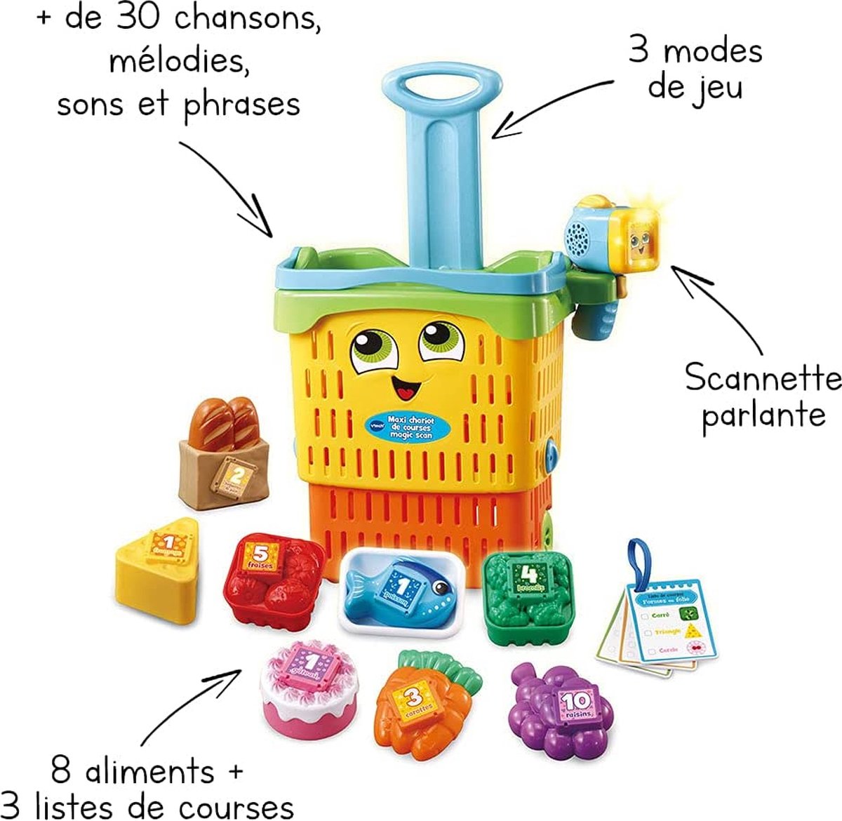 VTech – Maxi Chariot de Courses Magic Scan, Enfant – 18 Mois/5 Ans – Version FR