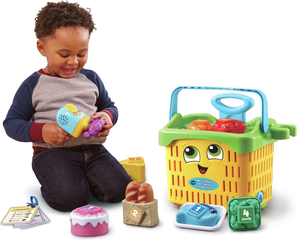 VTech – Maxi Chariot de Courses Magic Scan, Enfant – 18 Mois/5 Ans – Version FR