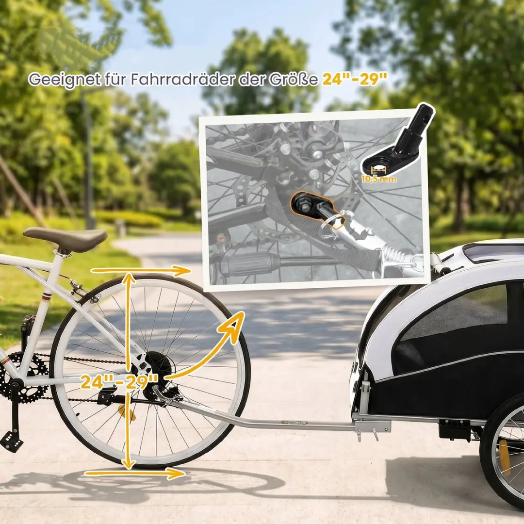 ECTEATOY 2-in-1 Hondenaanhanger & Hondenbuggy - Wit