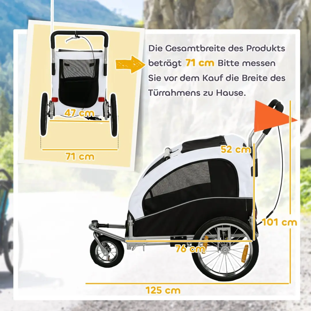 ECTEATOY 2-in-1 Hondenaanhanger & Hondenbuggy - Wit